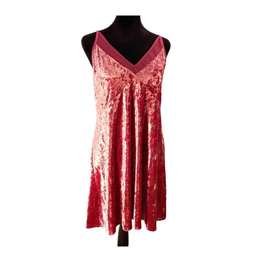 Mauve Crushed Velvet Slip Dress L Babydoll Y2K Whimsigoth Gothic Emu Mallgoth